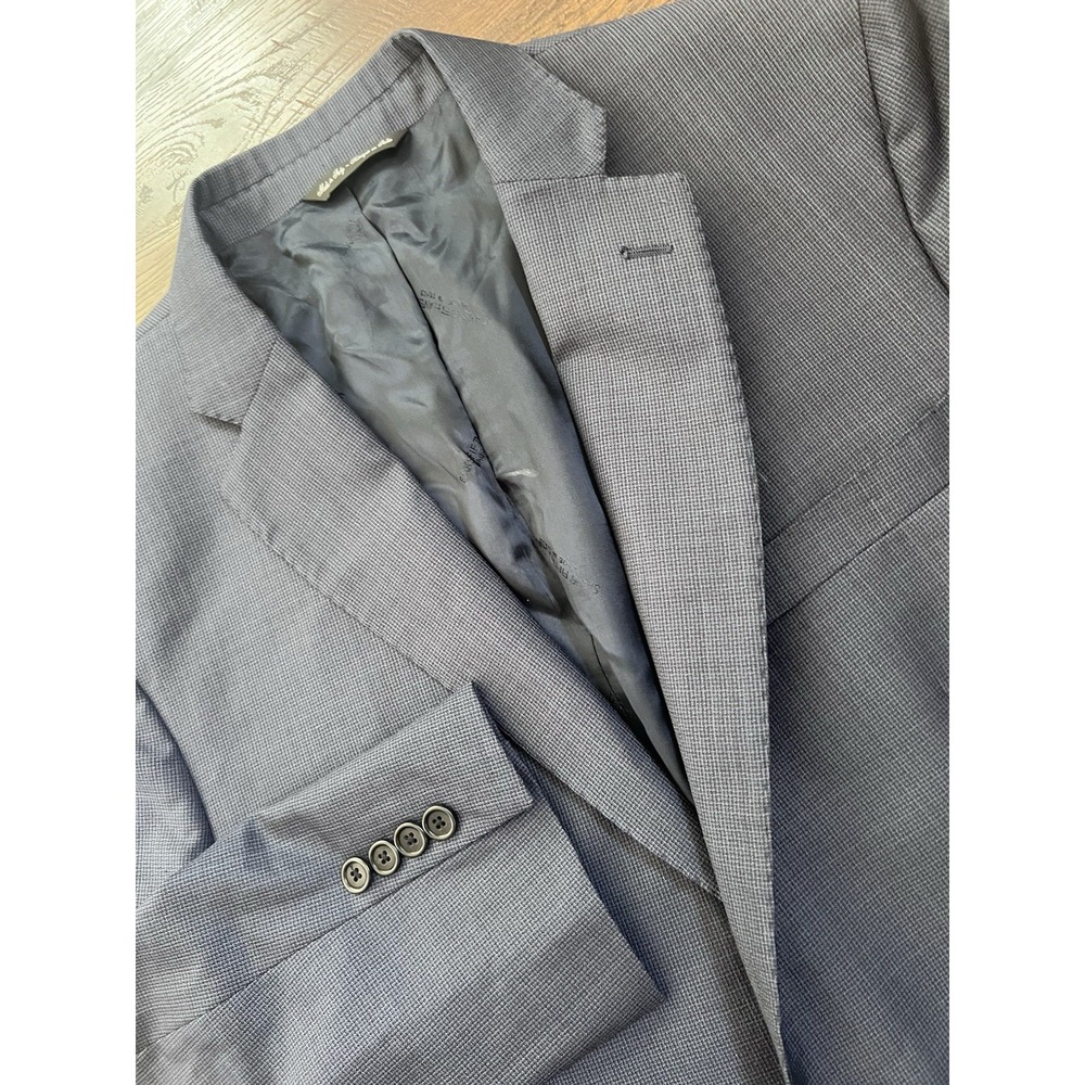 Ermenegildo Zegna Italy Wool Blazer Sacs Fifth‎ Ave 42R Navy Check Modern Fit - Picture 3 of 10